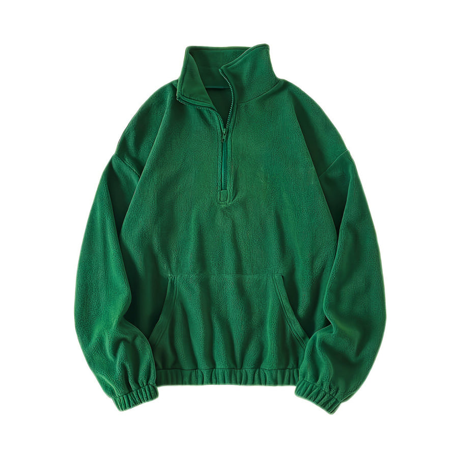 Half Zip Long Sleeve Sweatshirt Green / S Apparel and Accessories