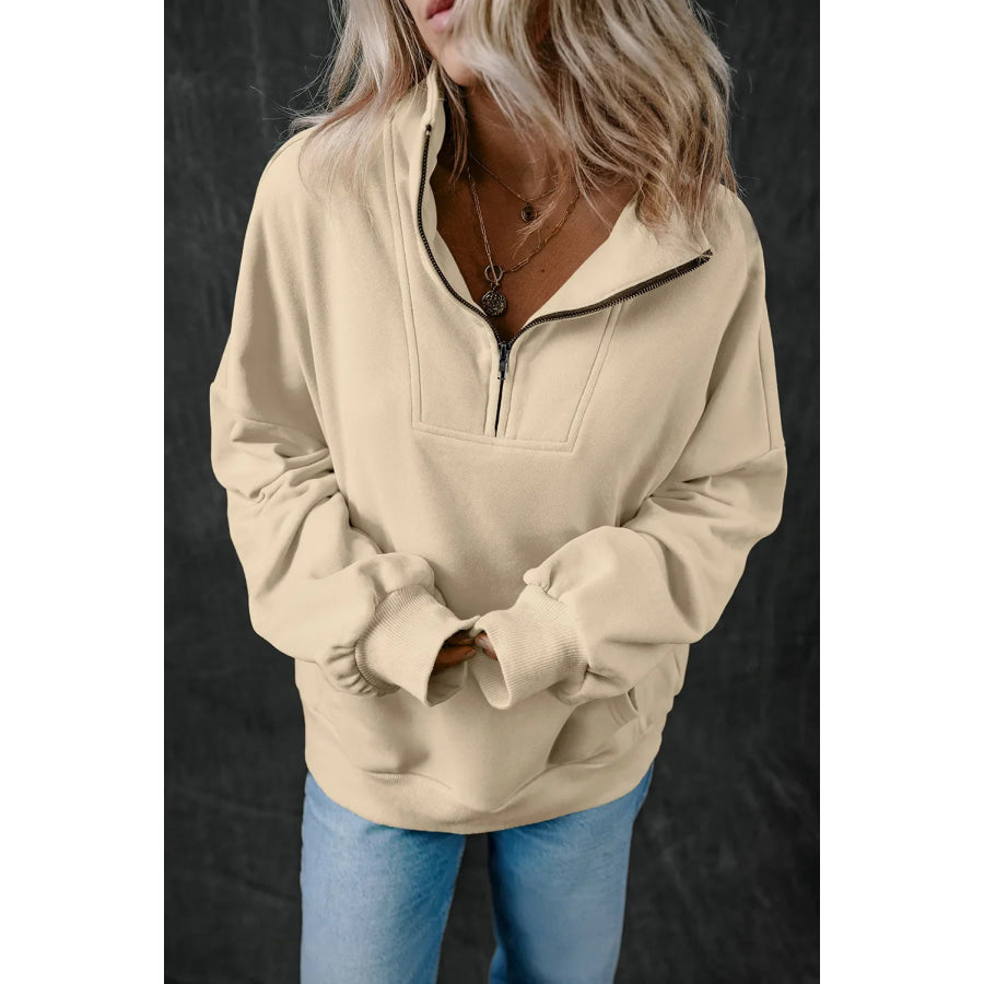 Half Zip Long Sleeve Sweatshirt Apparel and Accessories