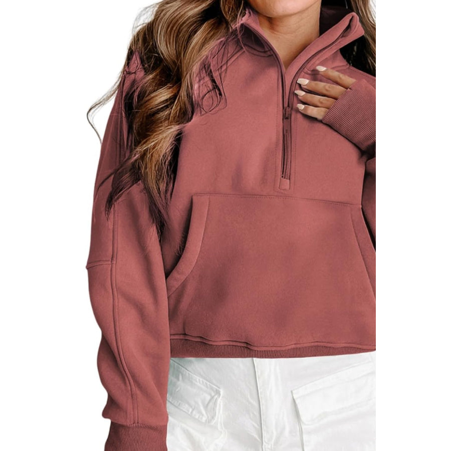 Half Zip Long Sleeve Sweatshirt Apparel and Accessories