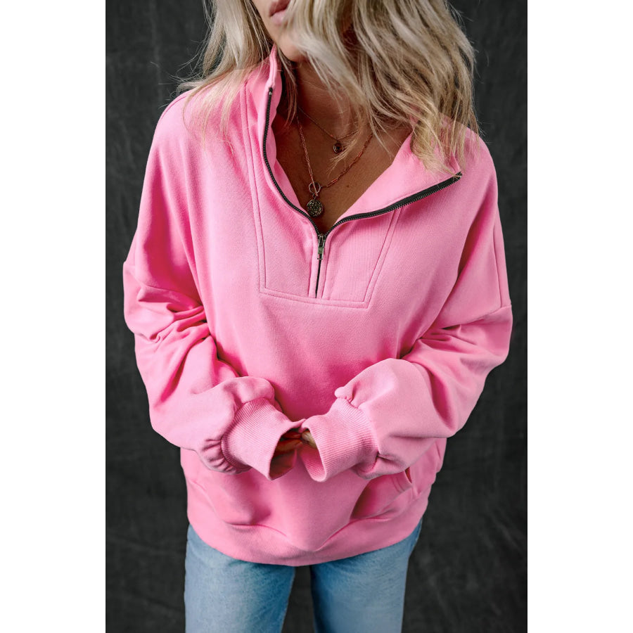 Half Zip Long Sleeve Sweatshirt Apparel and Accessories