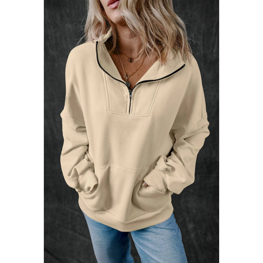 Half Zip Long Sleeve Sweatshirt Apparel and Accessories