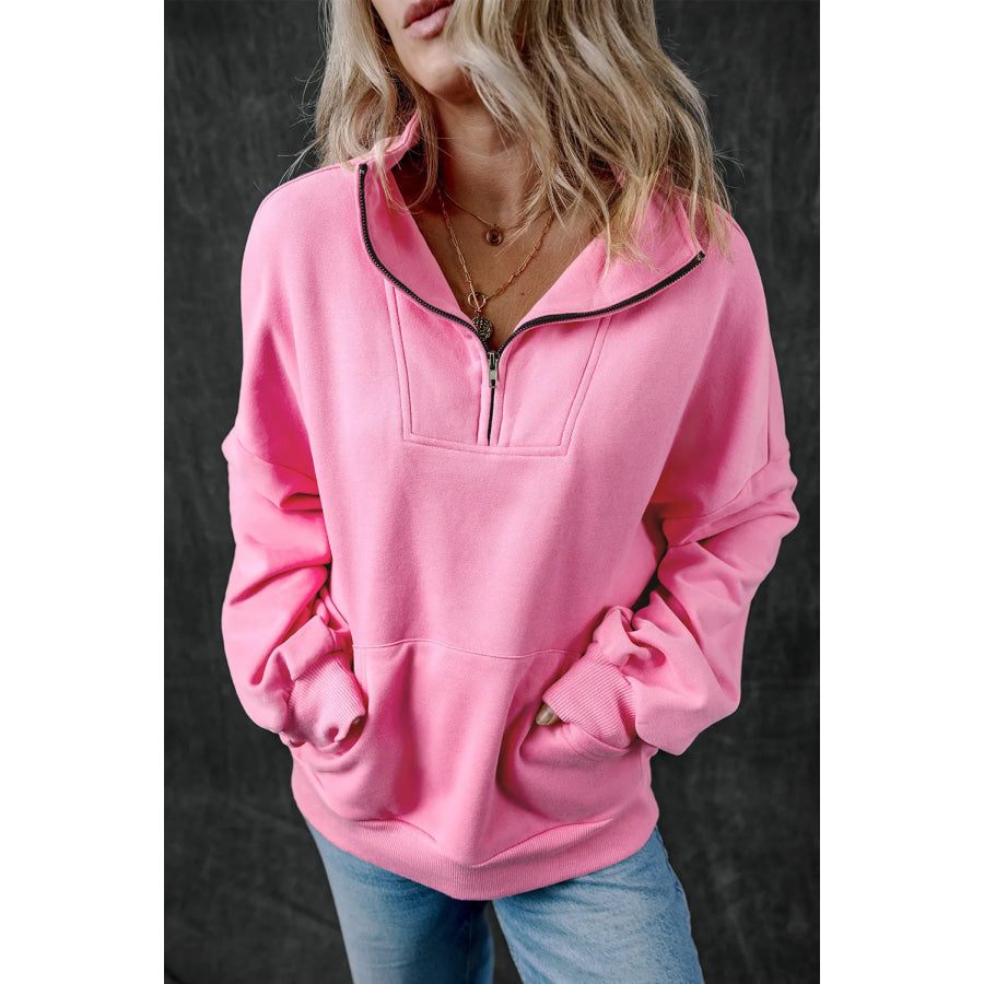 Half Zip Long Sleeve Sweatshirt Apparel and Accessories