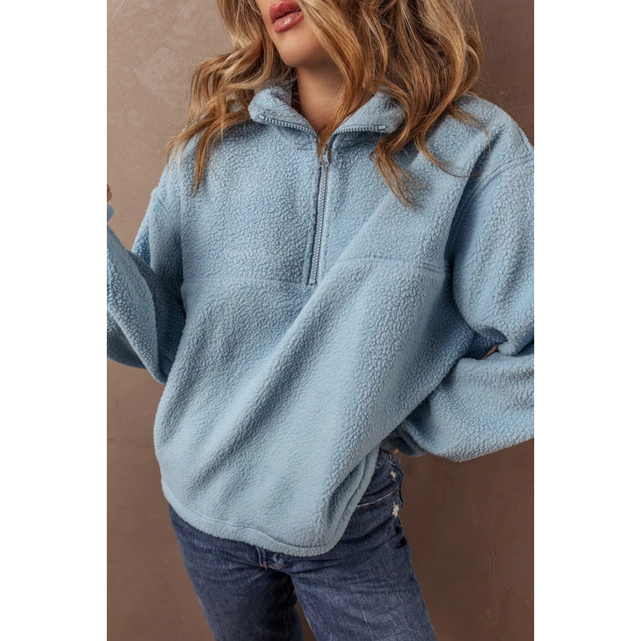 Half Zip Long Sleeve Sweatshirt Apparel and Accessories