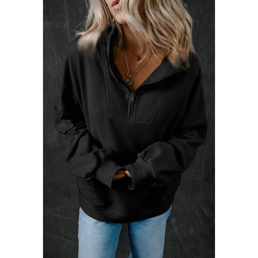 Half Zip Long Sleeve Sweatshirt Apparel and Accessories