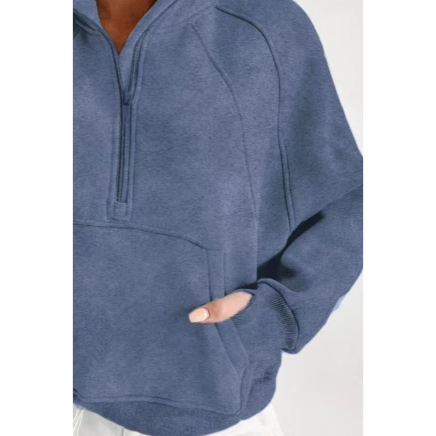 Half Zip Long Sleeve Sweatshirt Apparel and Accessories