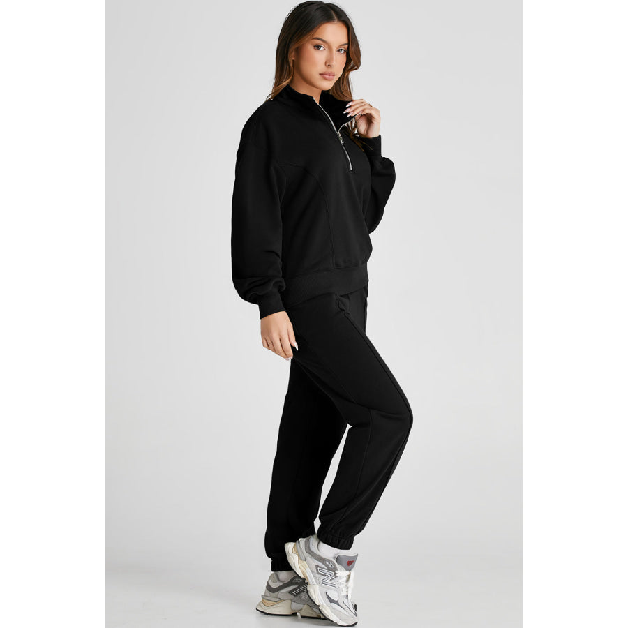 Half Zip Long Sleeve Top and Joggers Active Set Apparel and Accessories