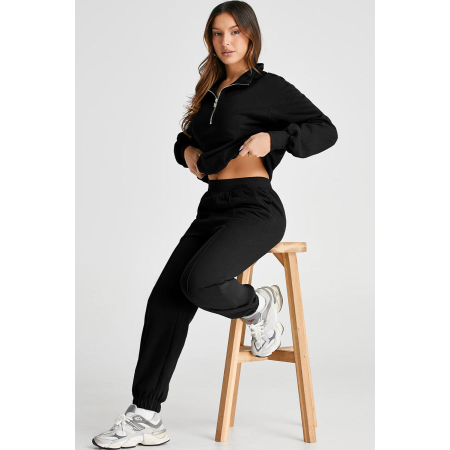 Half Zip Long Sleeve Top and Joggers Active Set Apparel and Accessories