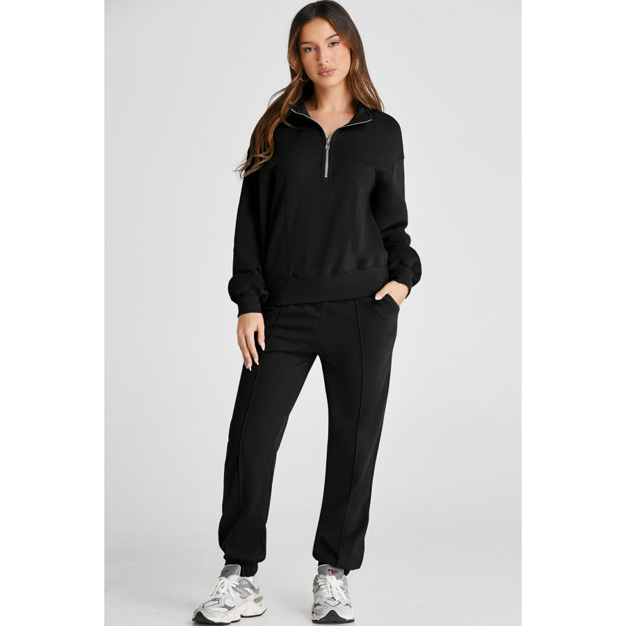 Half Zip Long Sleeve Top and Joggers Active Set Apparel and Accessories