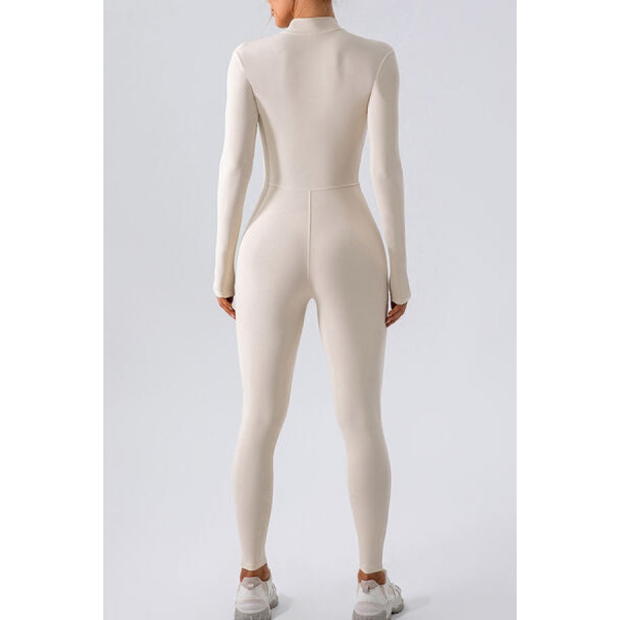 Half Zip Mock Neck Active Jumpsuit Clothing