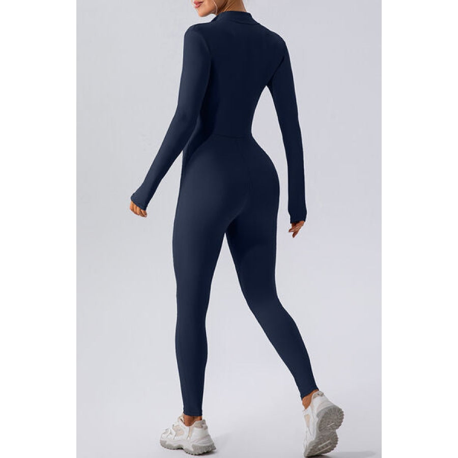 Half Zip Mock Neck Active Jumpsuit Clothing