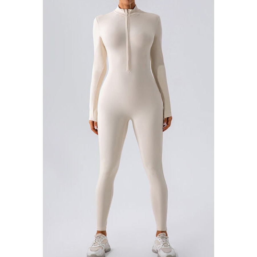 Half Zip Mock Neck Active Jumpsuit Clothing