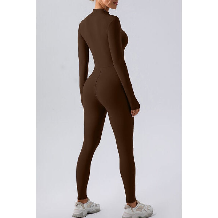 Half Zip Mock Neck Active Jumpsuit Clothing