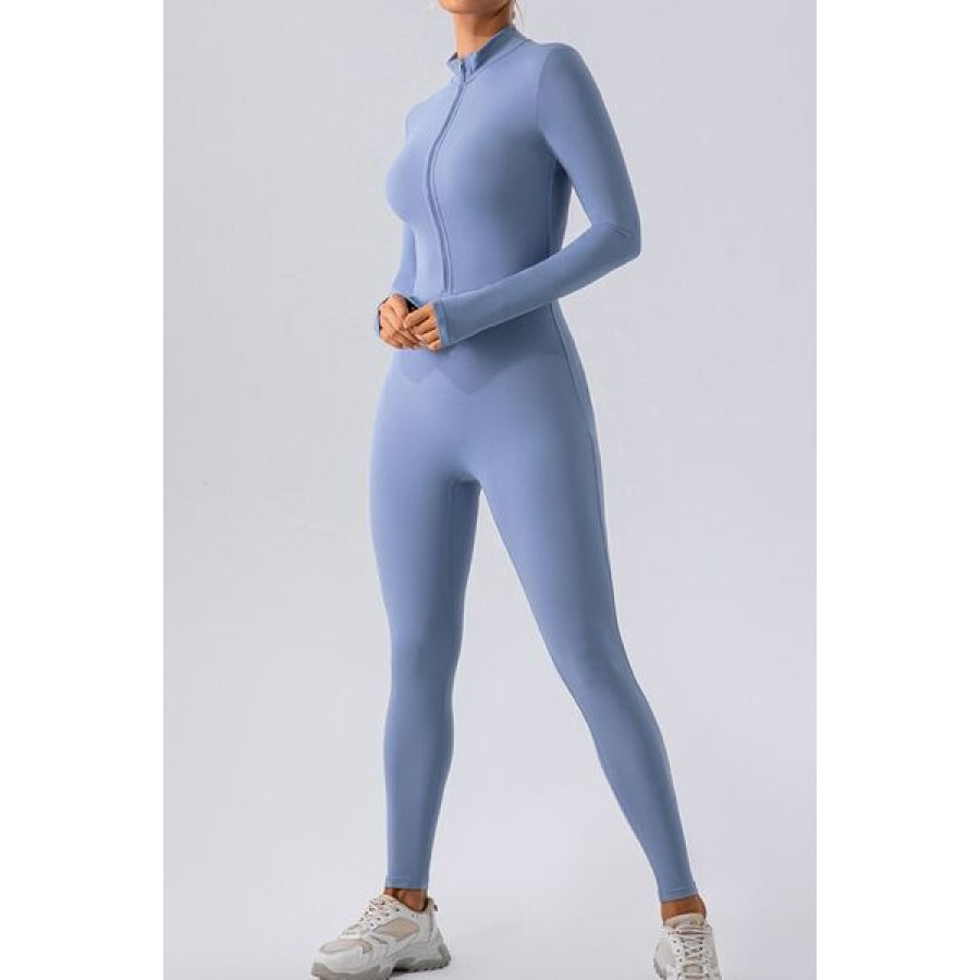 Half Zip Mock Neck Active Jumpsuit Clothing