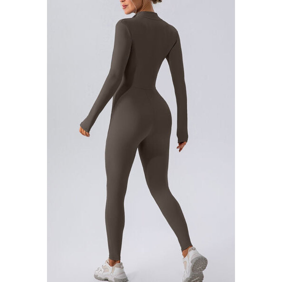 Half Zip Mock Neck Active Jumpsuit Clothing