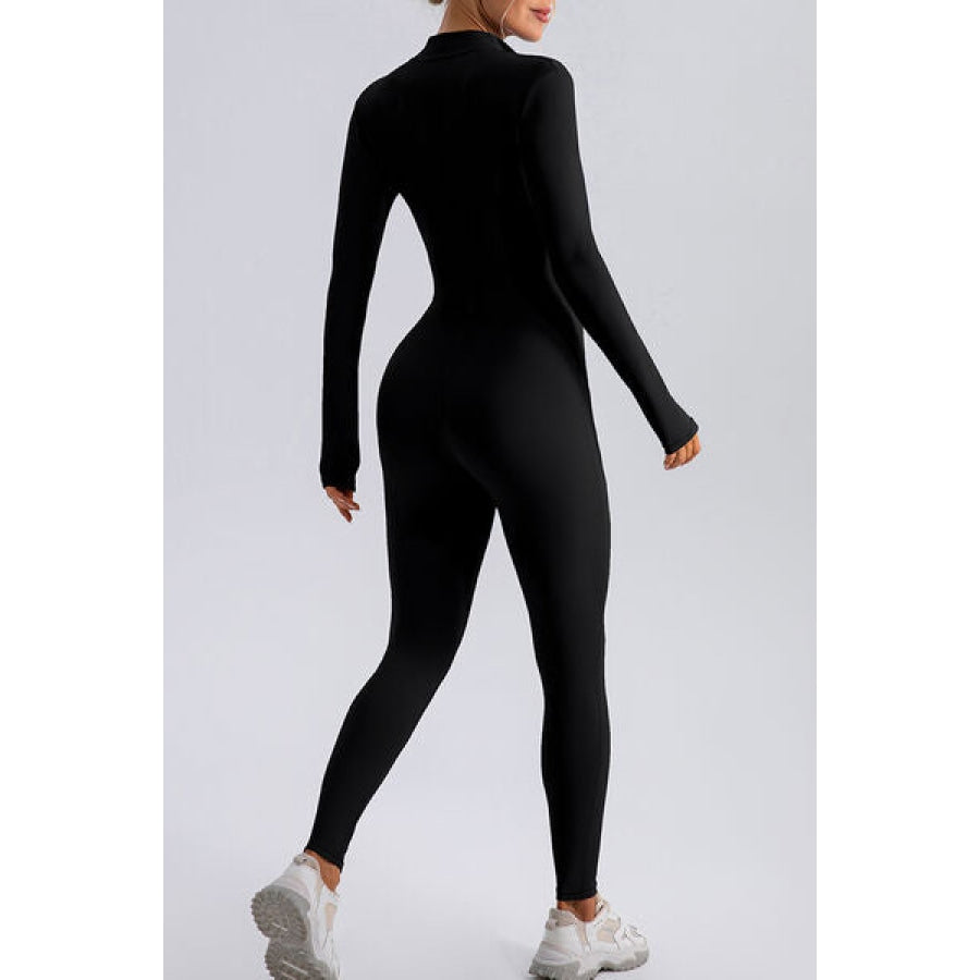 Half Zip Mock Neck Active Jumpsuit Clothing