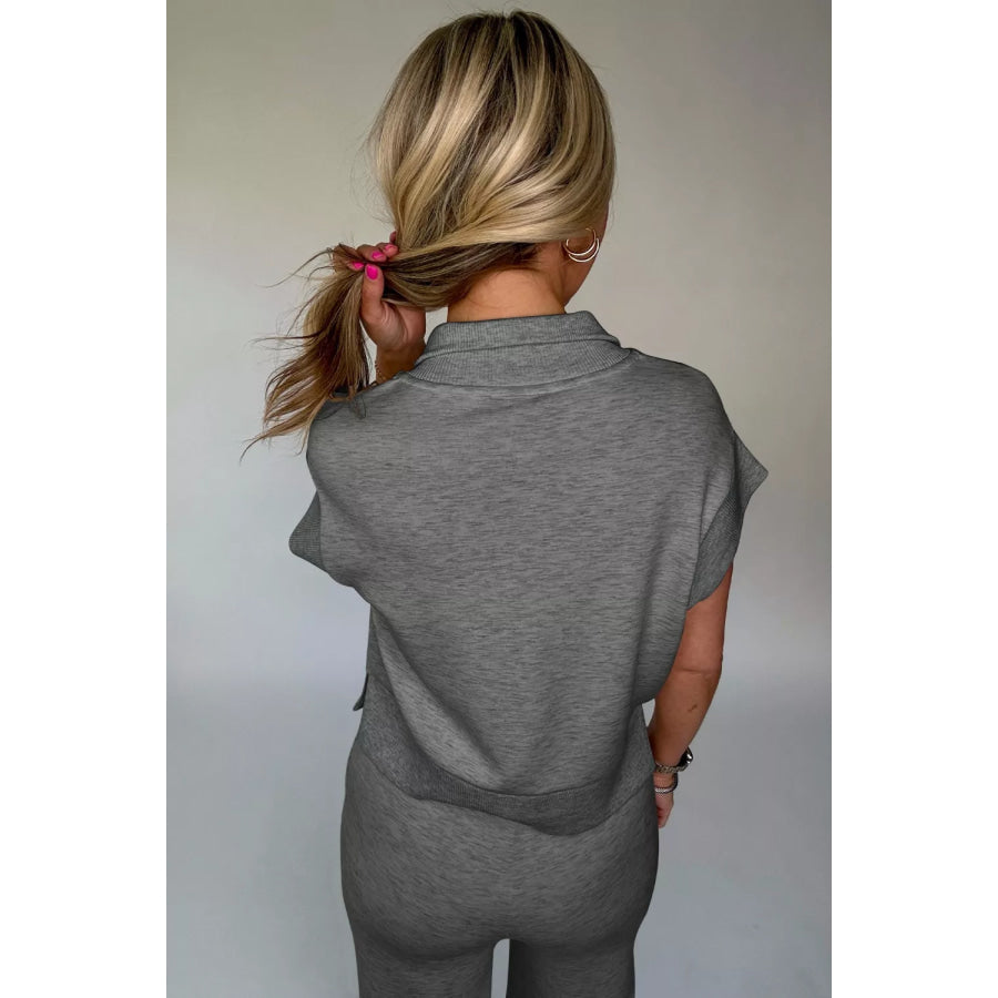 Half Zip Polo Tee Casual Pant Set Apparel and Accessories