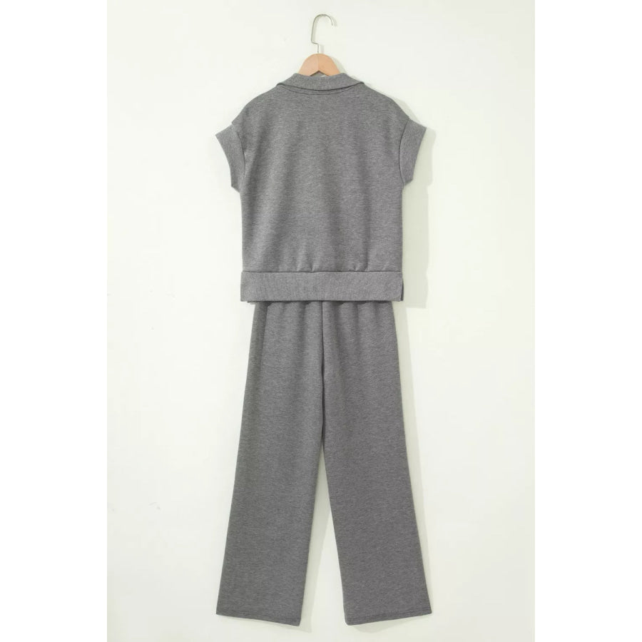 Half Zip Polo Tee Casual Pant Set Apparel and Accessories