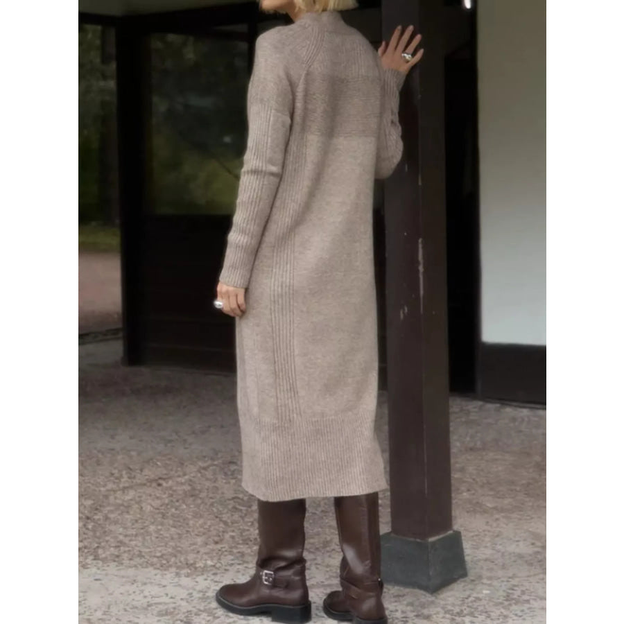 Half-Zip Ribbed Knit Sweater Dress Apparel and Accessories