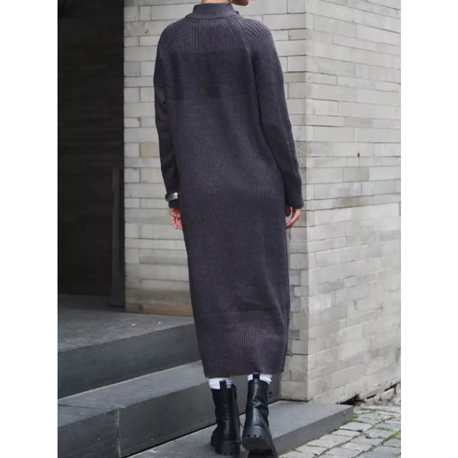 Half-Zip Ribbed Knit Sweater Dress Apparel and Accessories