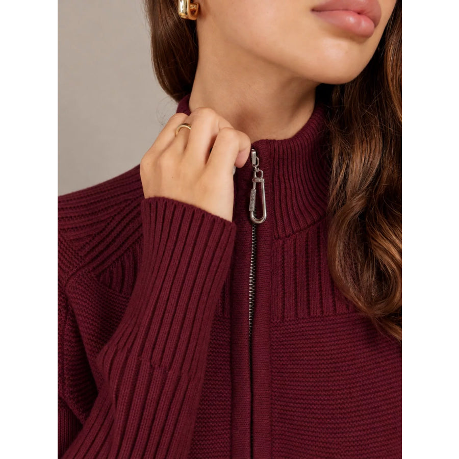 Half-Zip Ribbed Knit Sweater Dress Apparel and Accessories