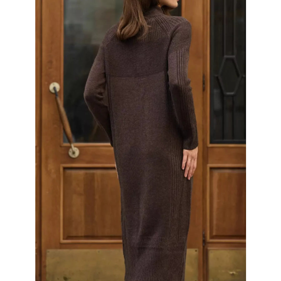 Half-Zip Ribbed Knit Sweater Dress Apparel and Accessories