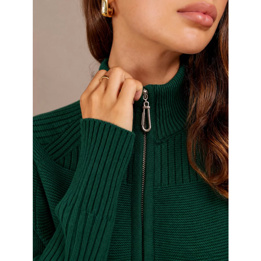 Half-Zip Ribbed Knit Sweater Dress Apparel and Accessories