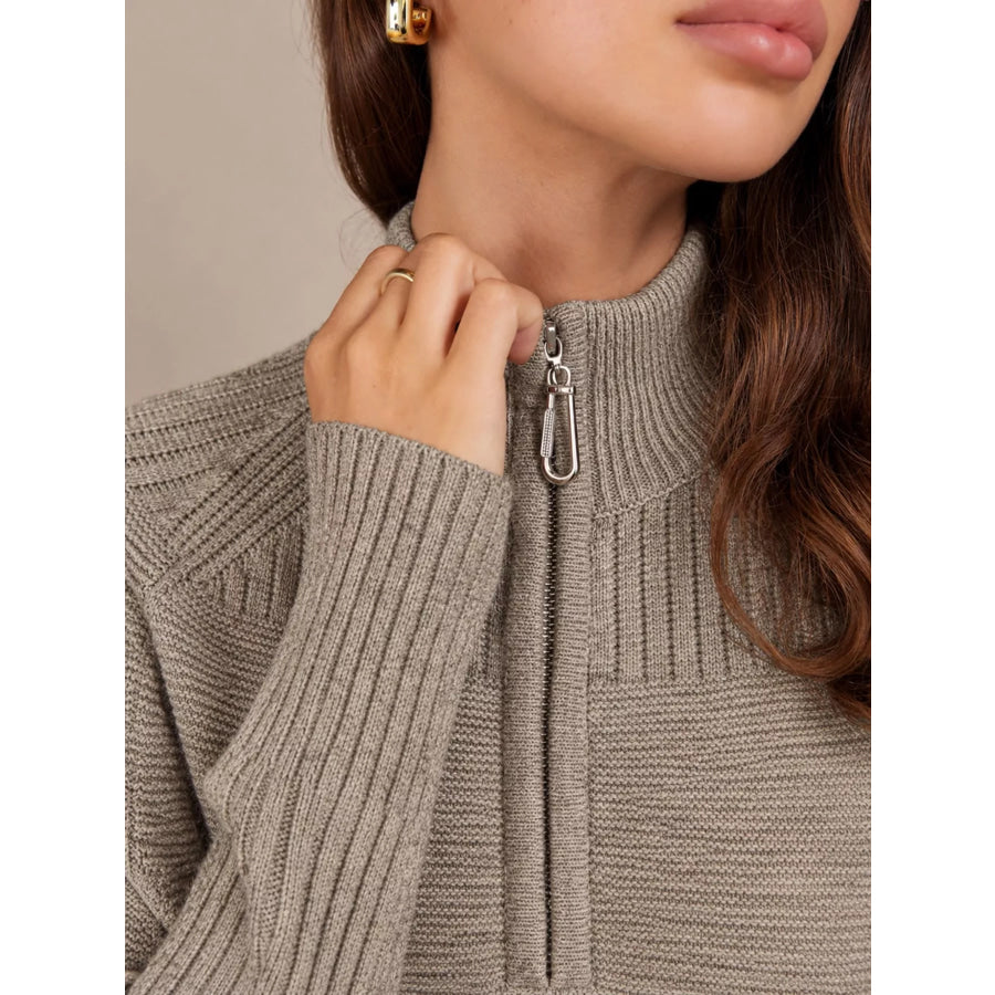 Half-Zip Ribbed Knit Sweater Dress Apparel and Accessories