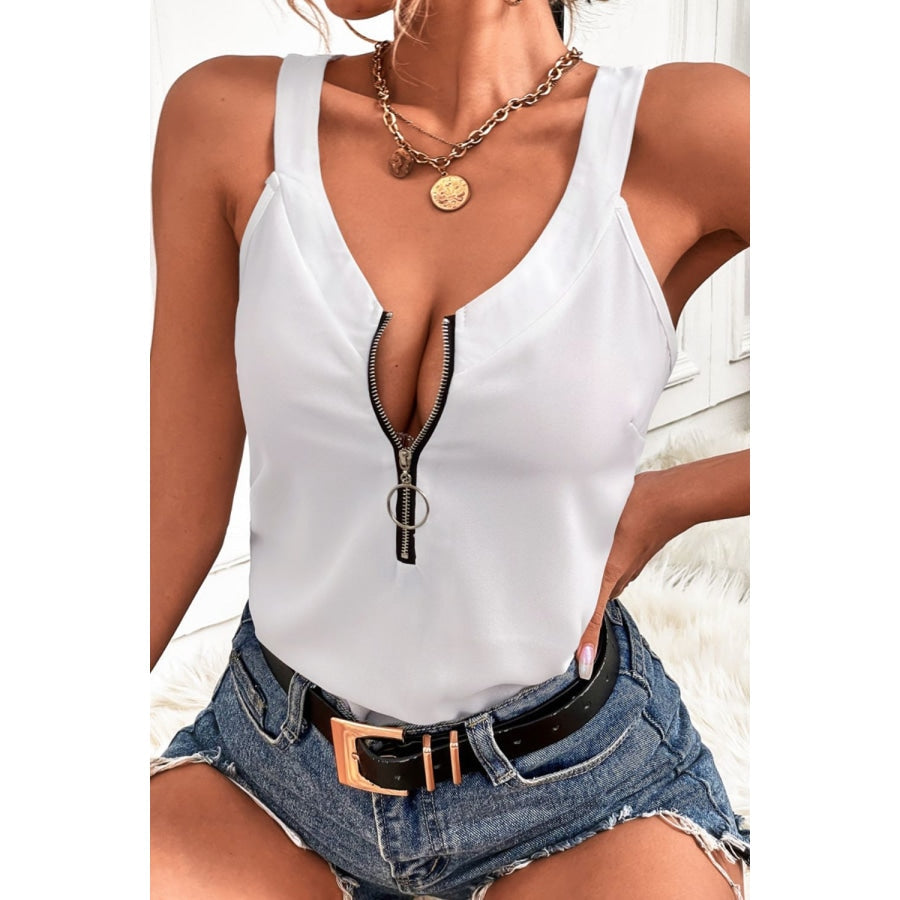 Half-Zip Scoop Neck Tank