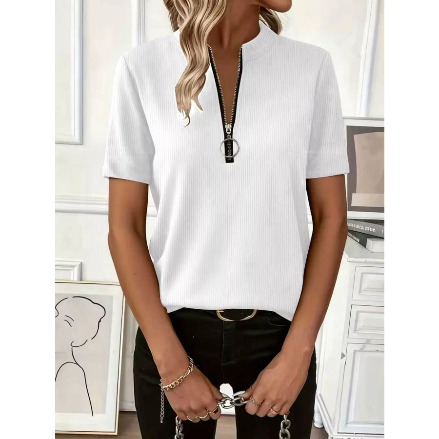 Half Zip Short Sleeve Top Apparel and Accessories