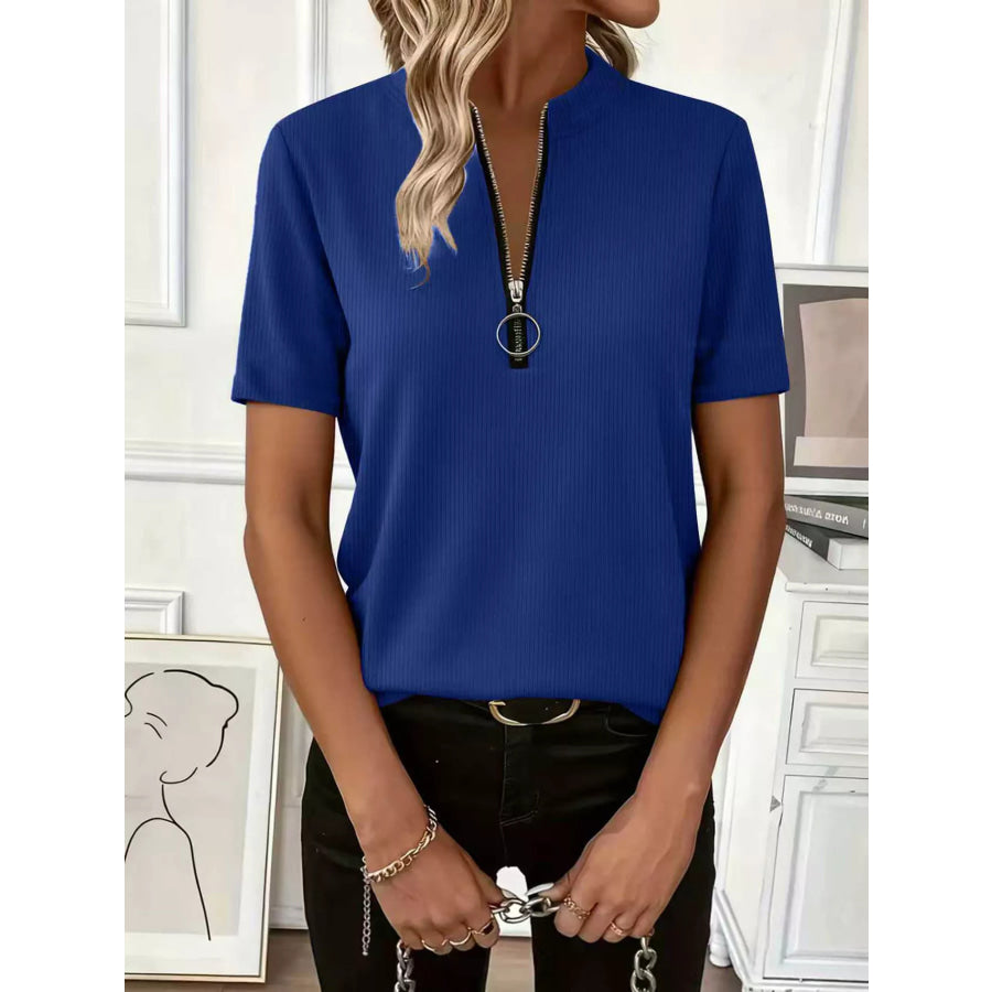 Half Zip Short Sleeve Top Apparel and Accessories