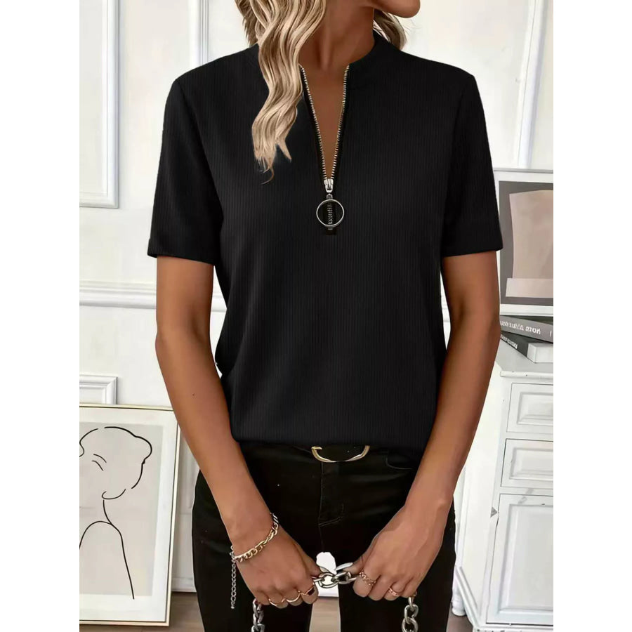 Half Zip Short Sleeve Top Apparel and Accessories