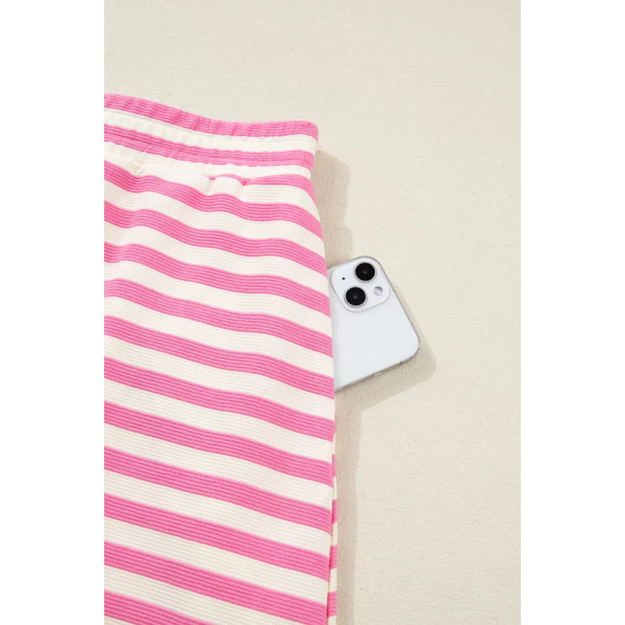 Half Zip Striped Sleeveless Top and Skirt Set Apparel and Accessories