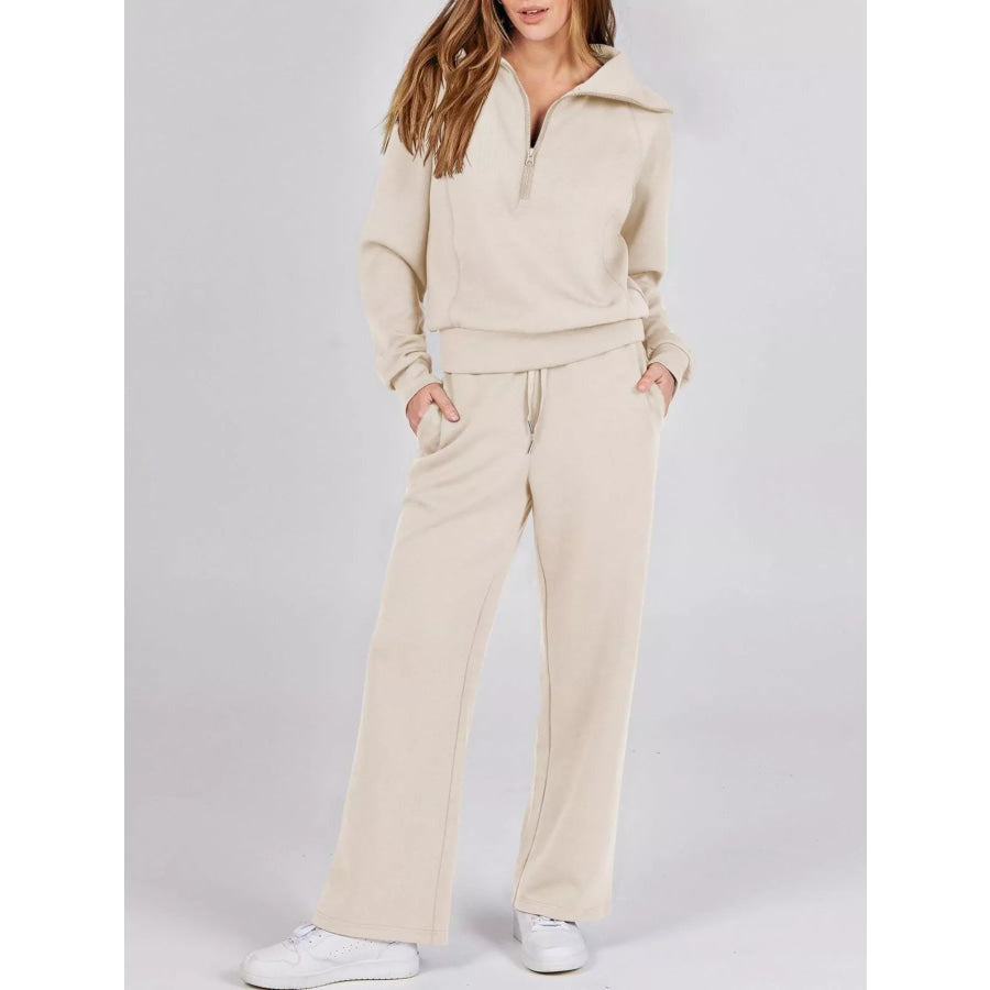 Half Zip Sweatshirt and Pants Set Apparel and Accessories
