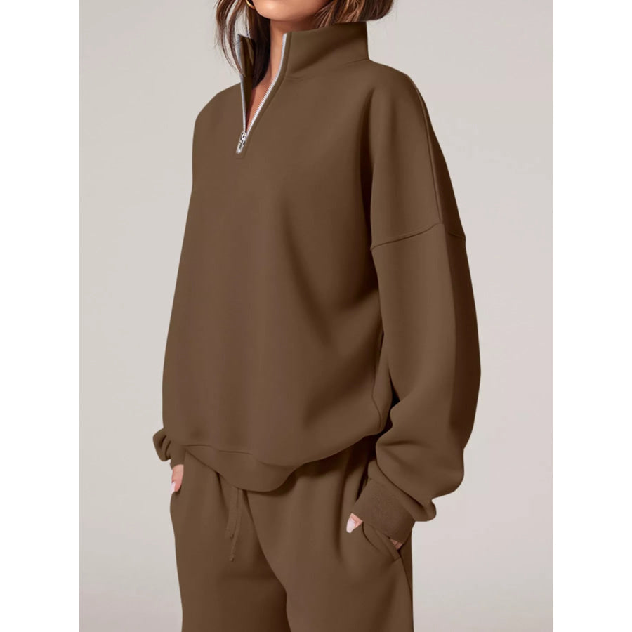 Half-Zip Sweatshirt and Wide-Leg Sweatpants Set