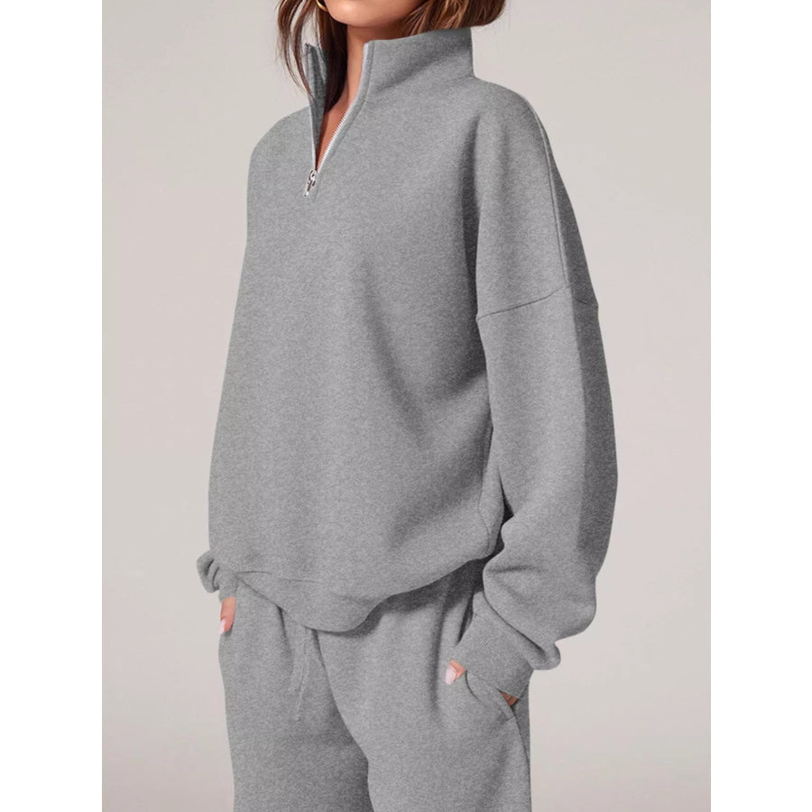 Half-Zip Sweatshirt and Wide-Leg Sweatpants Set