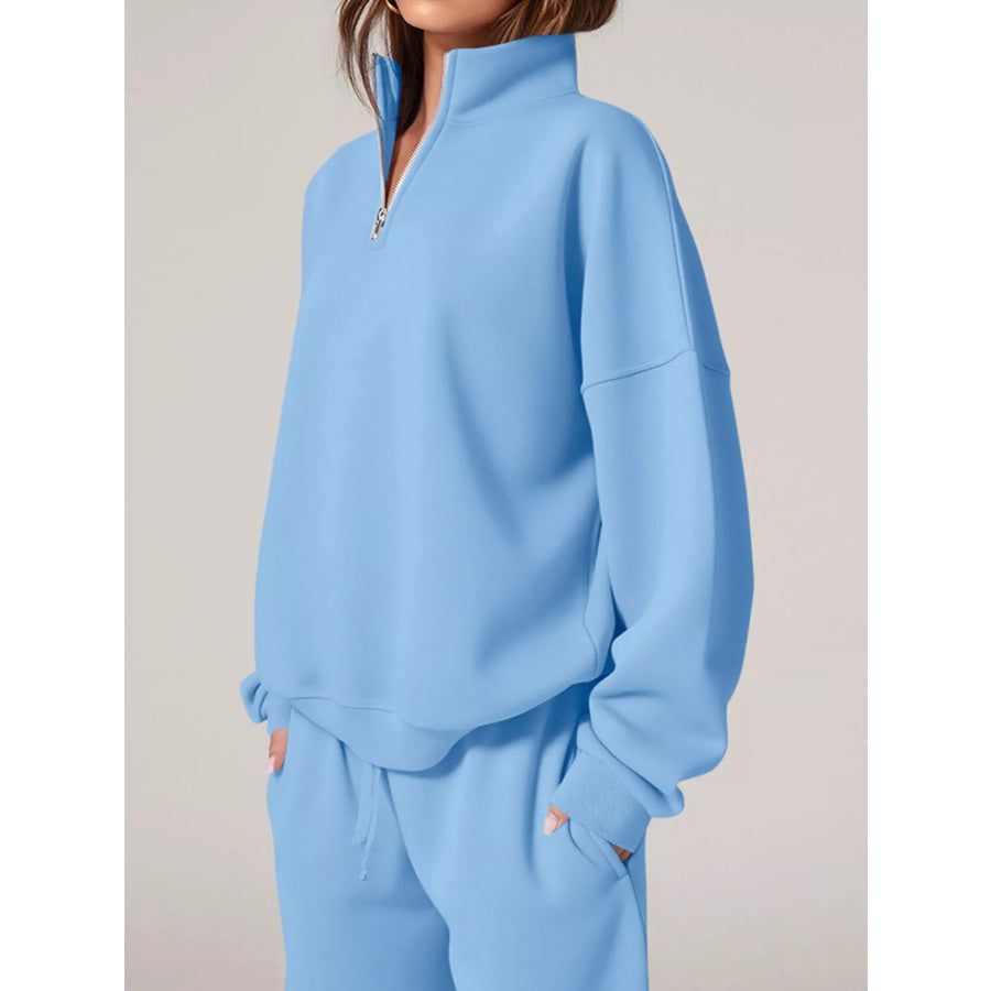Half-Zip Sweatshirt and Wide-Leg Sweatpants Set