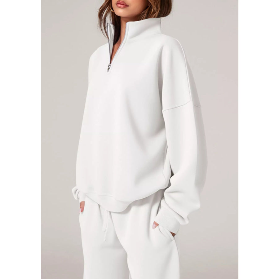 Half-Zip Sweatshirt and Wide-Leg Sweatpants Set