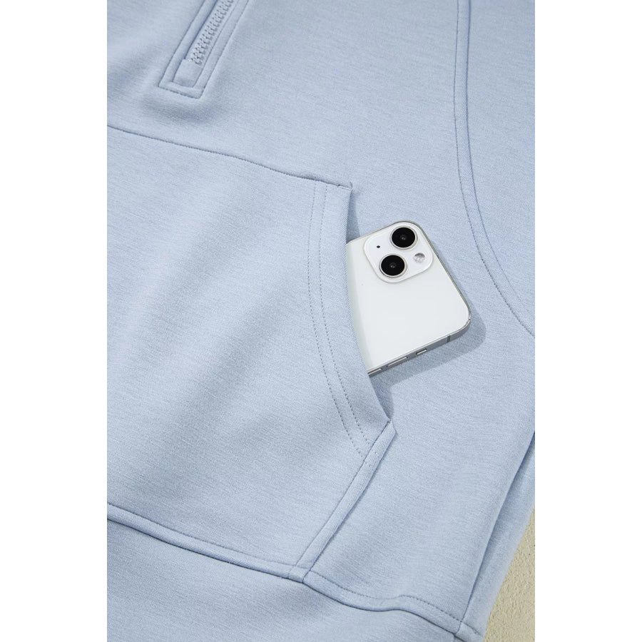 Half Zip Thumbhole Sleeve Hoodie and Pants 2pcs Outfit Apparel and Accessories