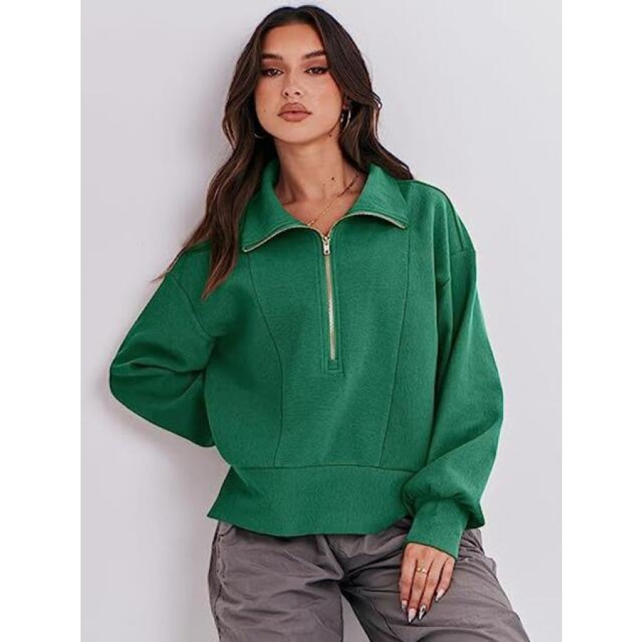 Half Zip Up Collared Sweatshirts Clothing