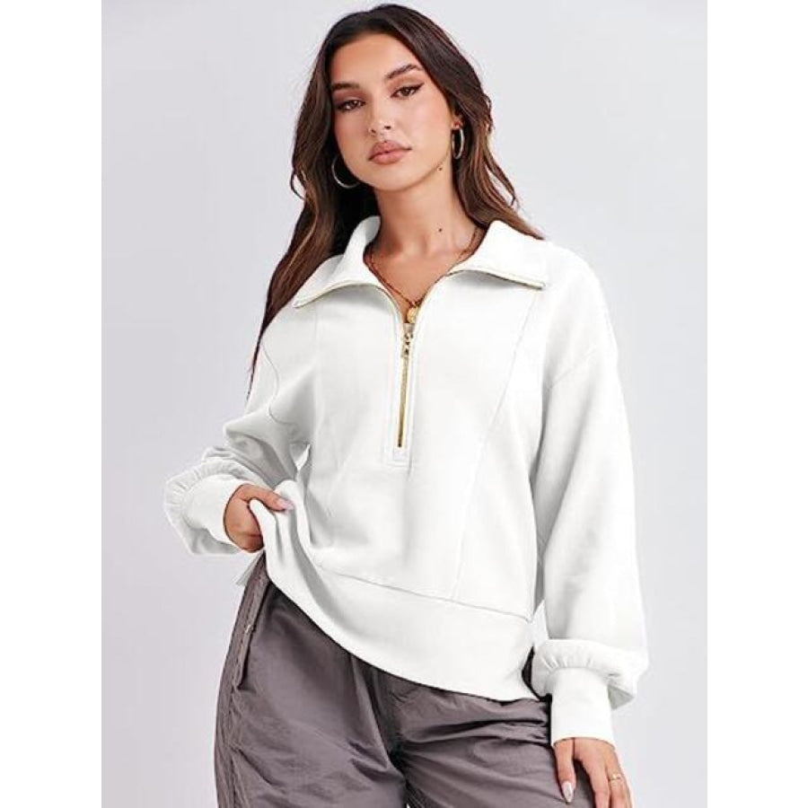 Half Zip Up Collared Sweatshirts Clothing