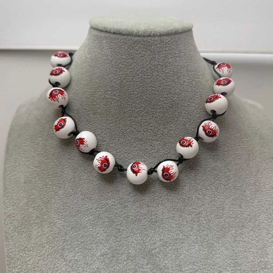 Halloween Beaded Choker Necklace White / One Size Apparel and Accessories