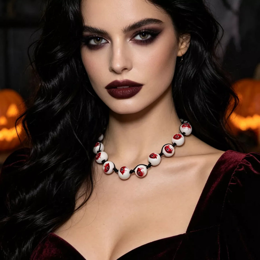 Halloween Beaded Choker Necklace White / One Size Apparel and Accessories