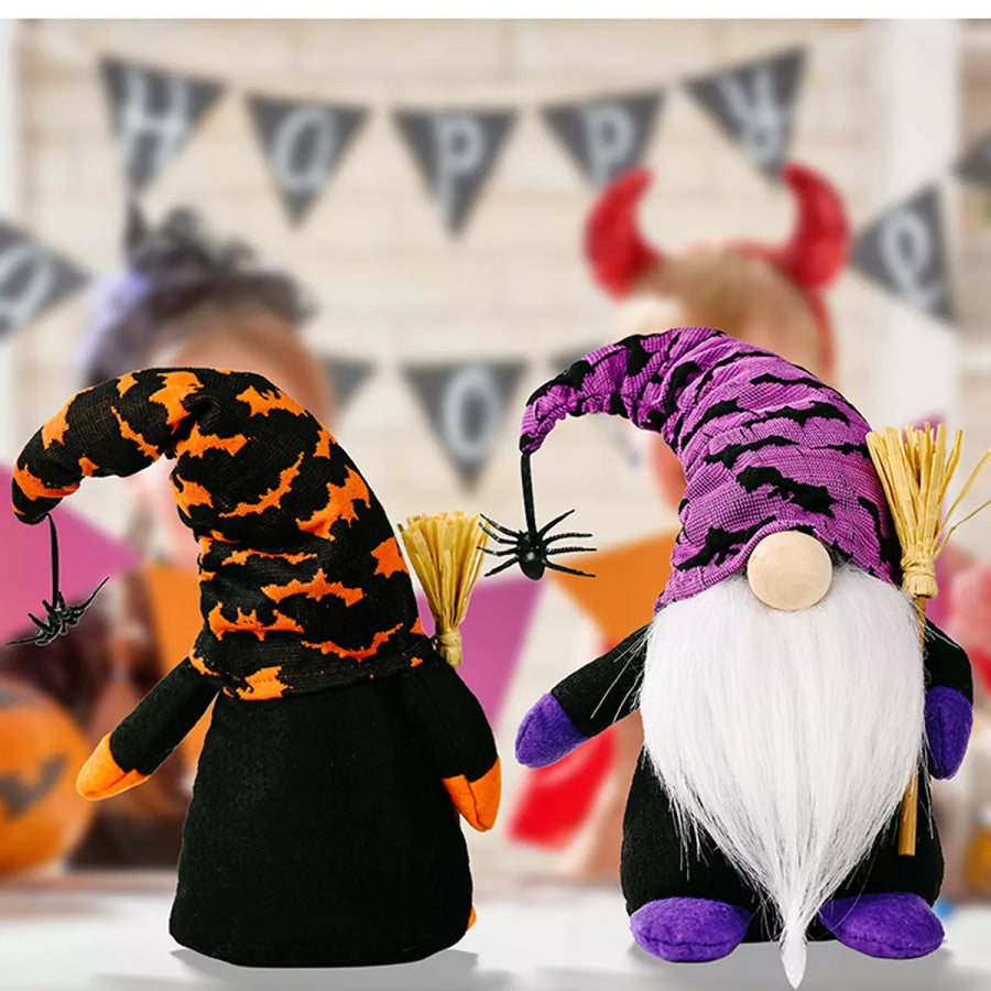 Halloween Decorative Gnomes with Witch Hats and Broomsticks Apparel Accessories