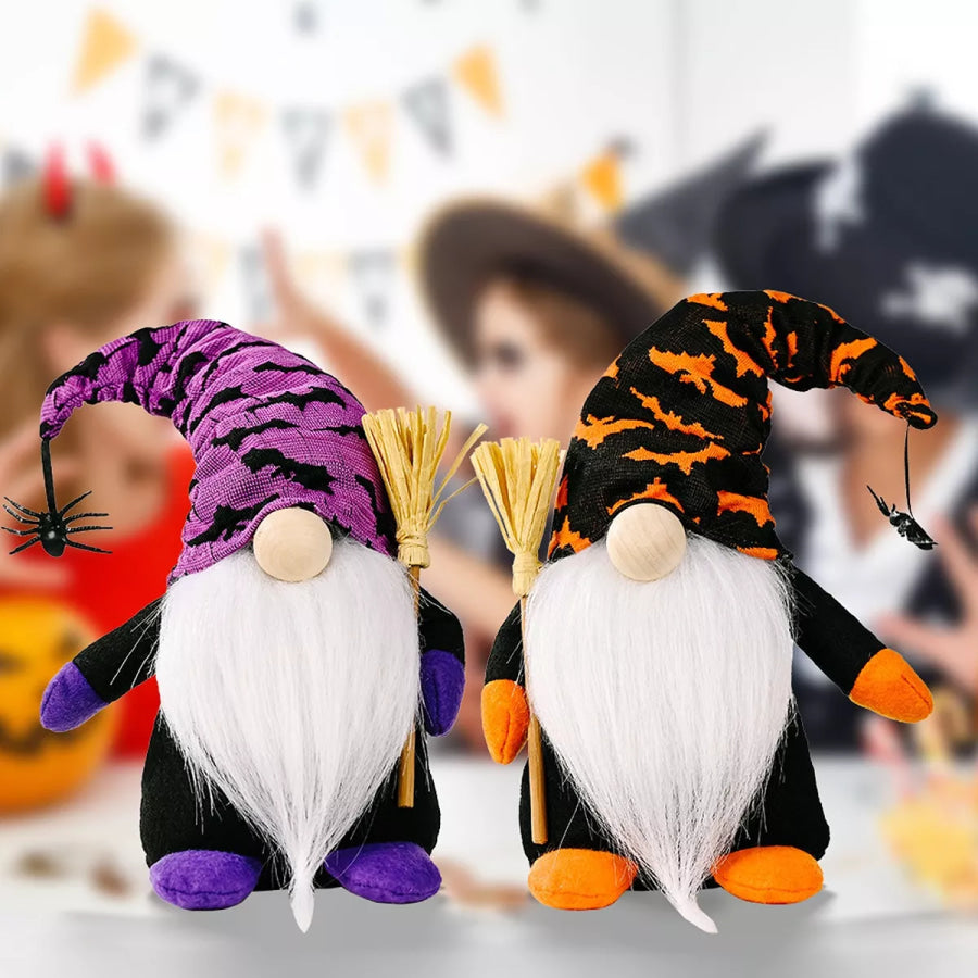 Halloween Decorative Gnomes with Witch Hats and Broomsticks Apparel Accessories