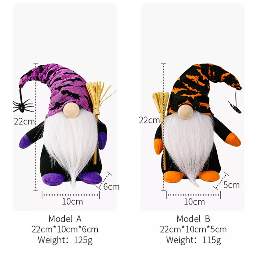 Halloween Decorative Gnomes with Witch Hats and Broomsticks Apparel Accessories
