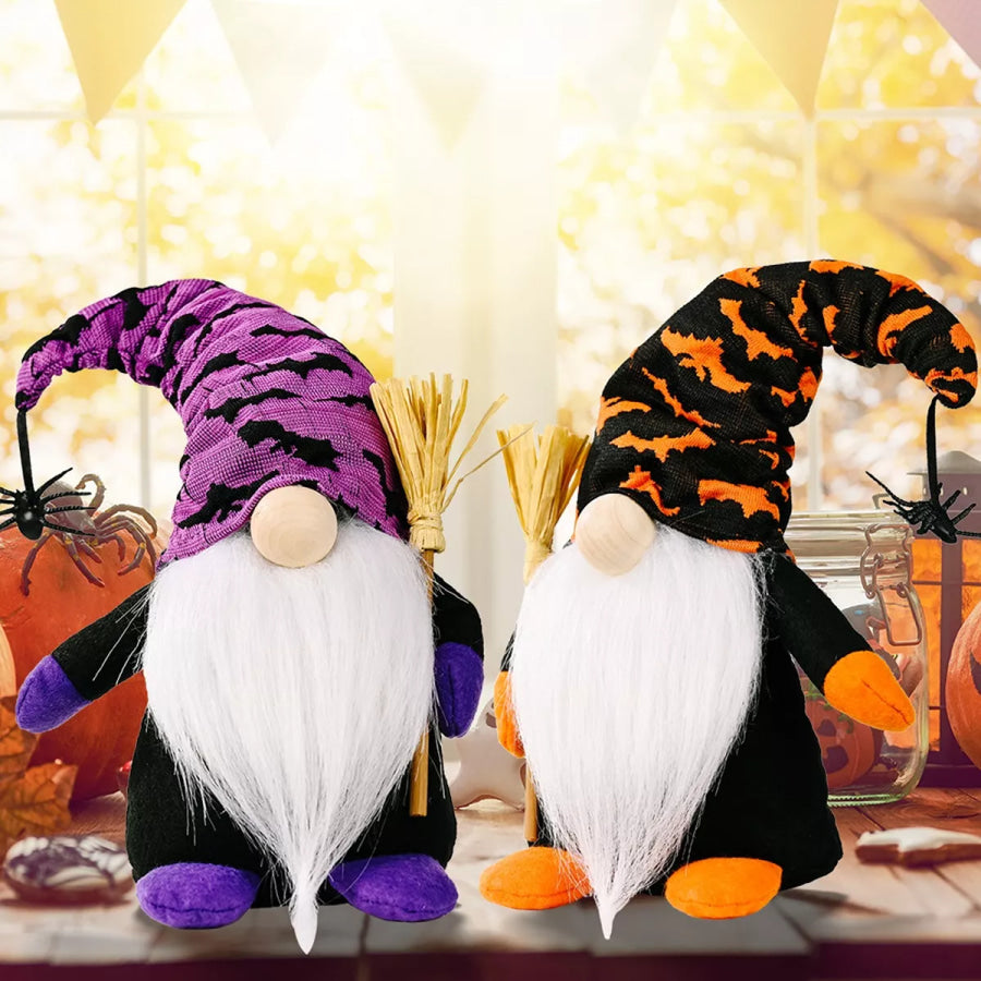 Halloween Decorative Gnomes with Witch Hats and Broomsticks Apparel Accessories