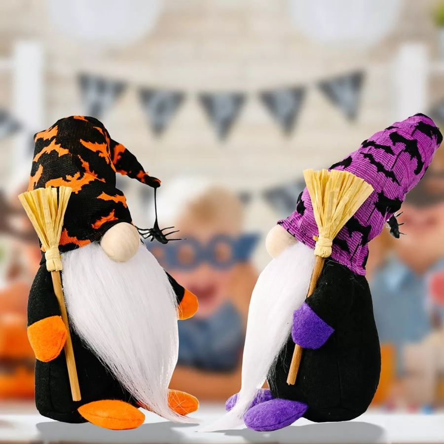 Halloween Decorative Gnomes with Witch Hats and Broomsticks Apparel Accessories