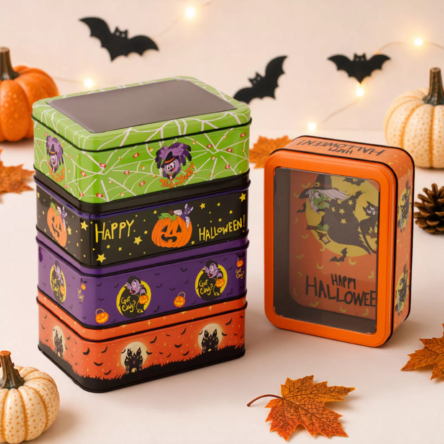 Halloween Decorative Metal Storage Box with Window Display Apparel and Accessories
