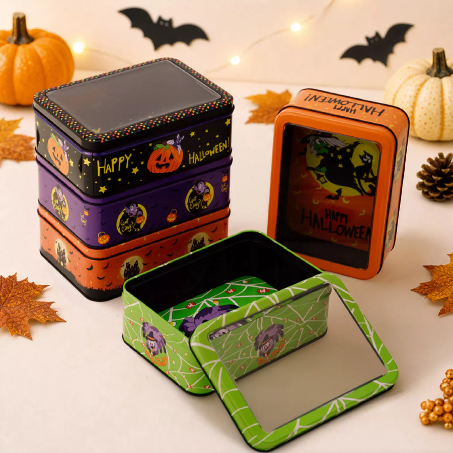 Halloween Decorative Metal Storage Box with Window Display Apparel and Accessories