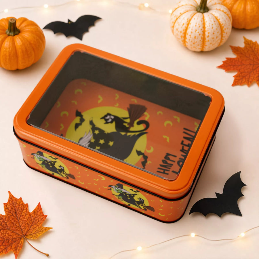 Halloween Decorative Metal Storage Box with Window Display Apparel and Accessories
